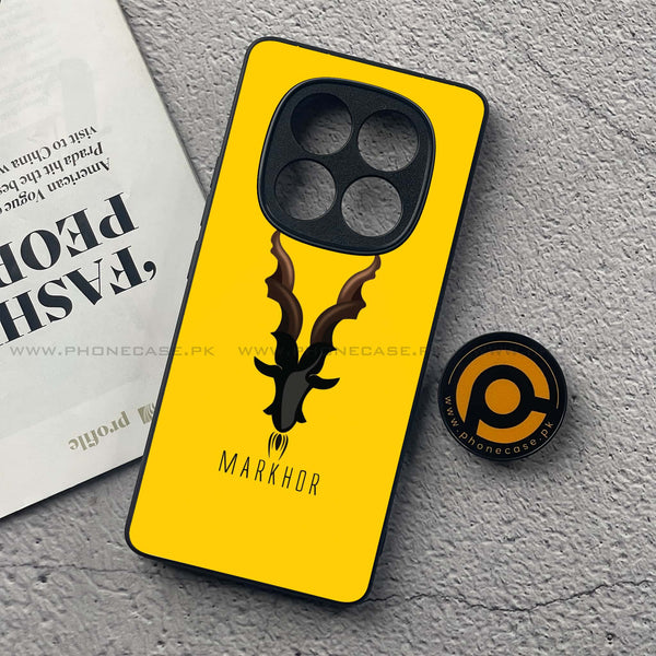 Redmi Note 14 Pro - Markhor Design 1  - Premium Printed Glass soft Bumper shock Proof Case  CS-35376
