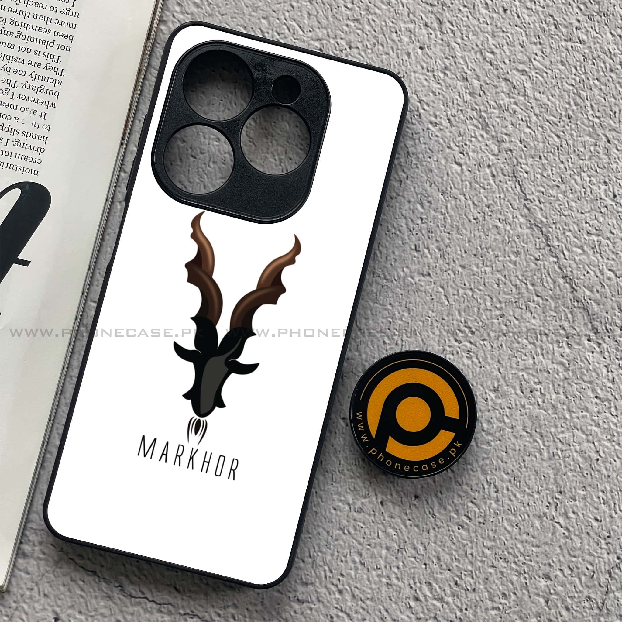 Tecno Spark 20C - Markhor Series - Premium Printed Glass soft Bumper shock Proof Case