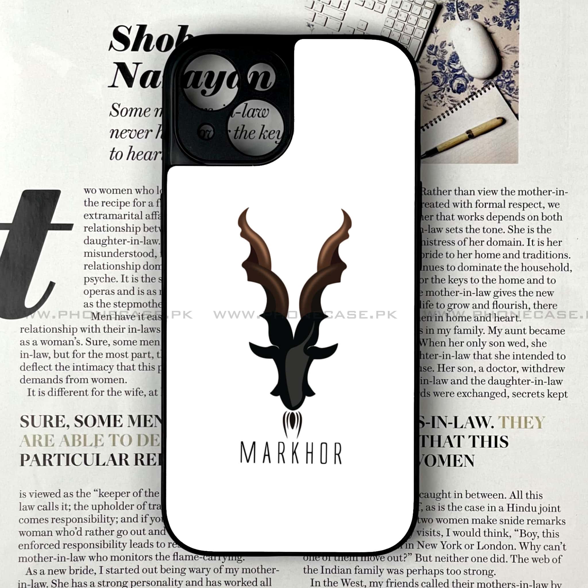 iPhone 15 Plus - Markhor Series - Premium Printed Glass soft Bumper shock Proof Case