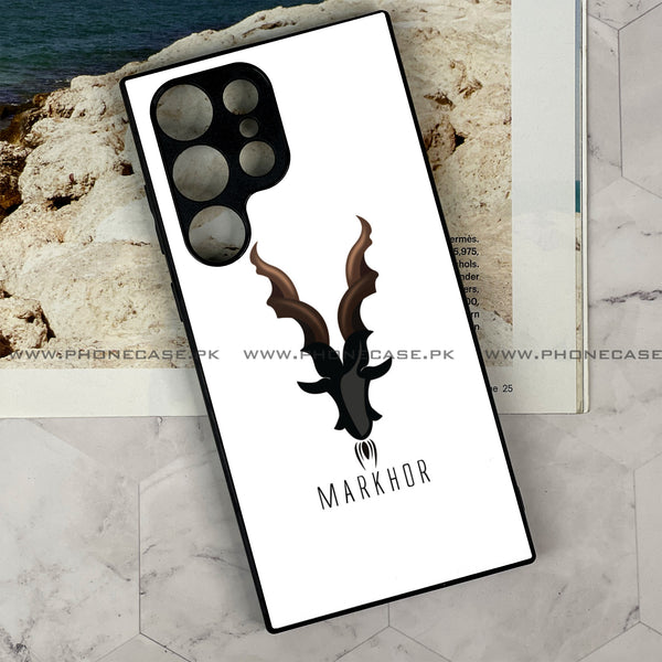 Samsung Galaxy S22 Ultra Markhor  Design 2  Premium Printed Glass soft Bumper shock Proof Case CS-27988