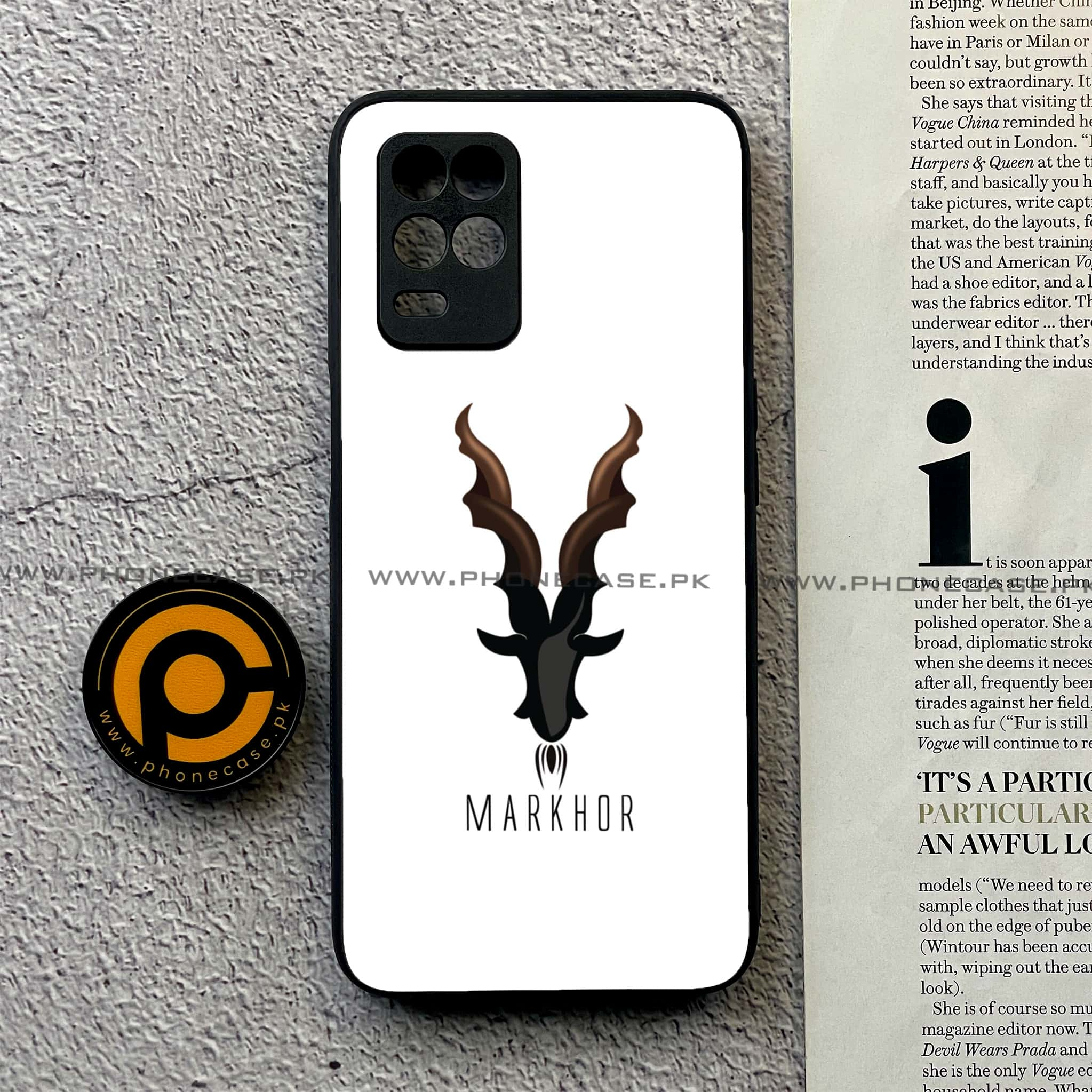 Realme Narzo 30 5G - Markhor  Series - Premium Printed Glass soft Bumper shock Proof Case