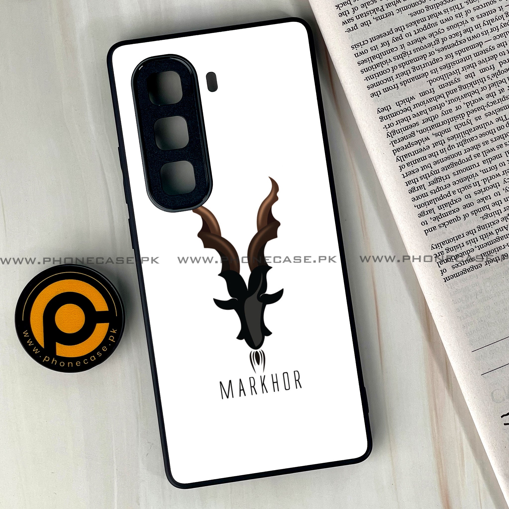 Infinix Hot 50 Pro Plus - Markhor Series - Premium Printed Glass soft Bumper shock Proof Case