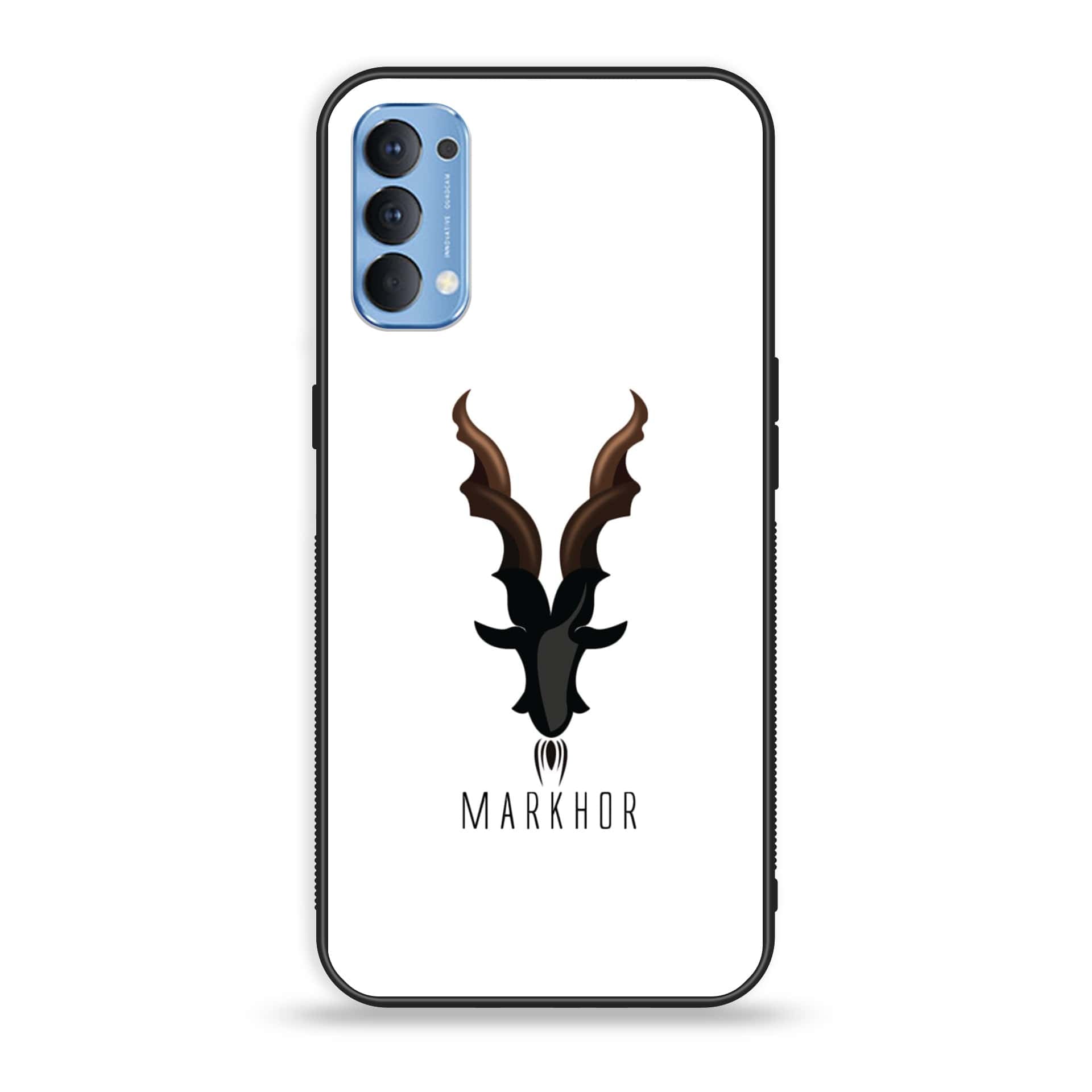 Oppo Reno 4 4G  Markhor Series  Premium Printed Glass soft Bumper shock Proof Case