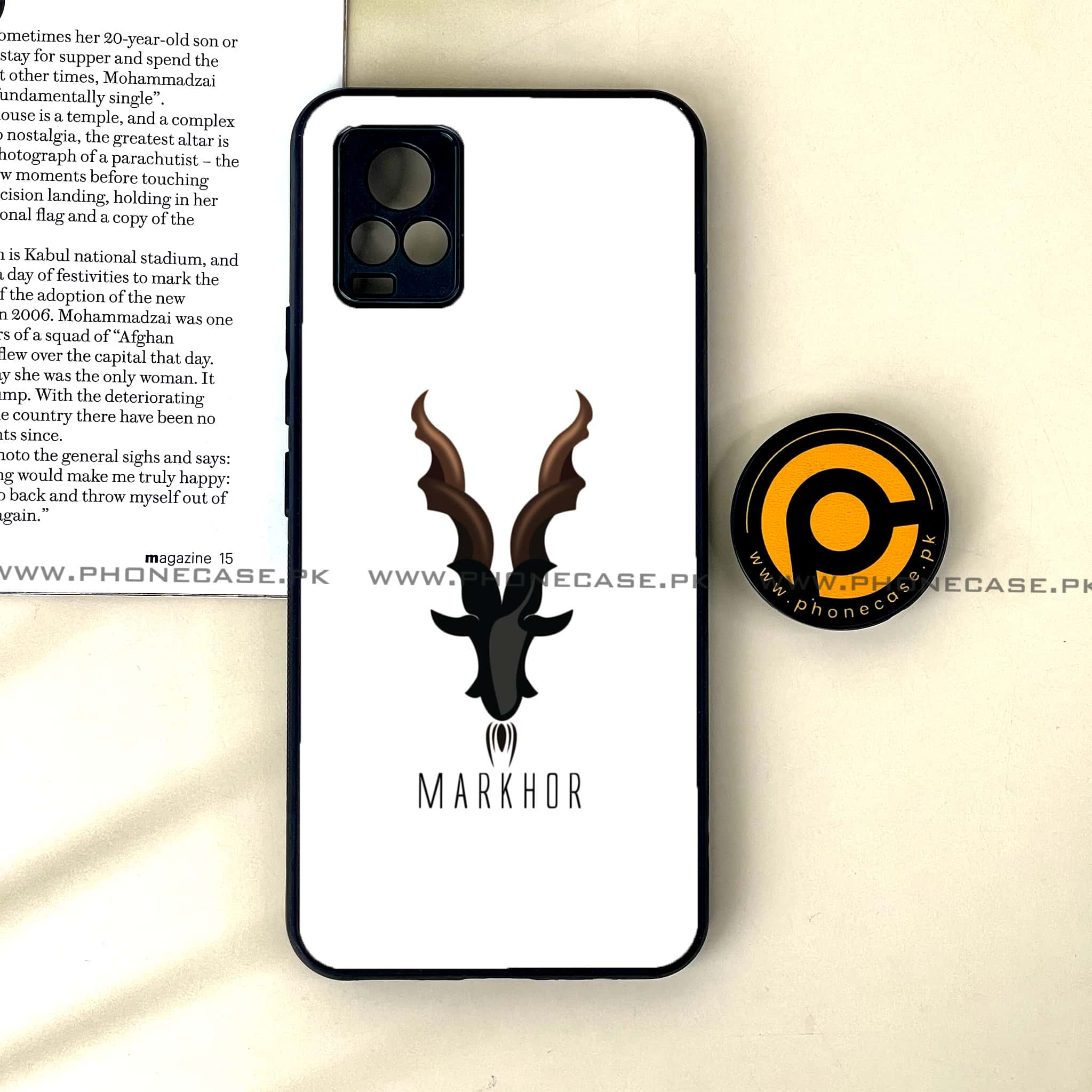 Vivo V20 - Markhor Series - Premium Printed Glass soft Bumper shock Proof Case