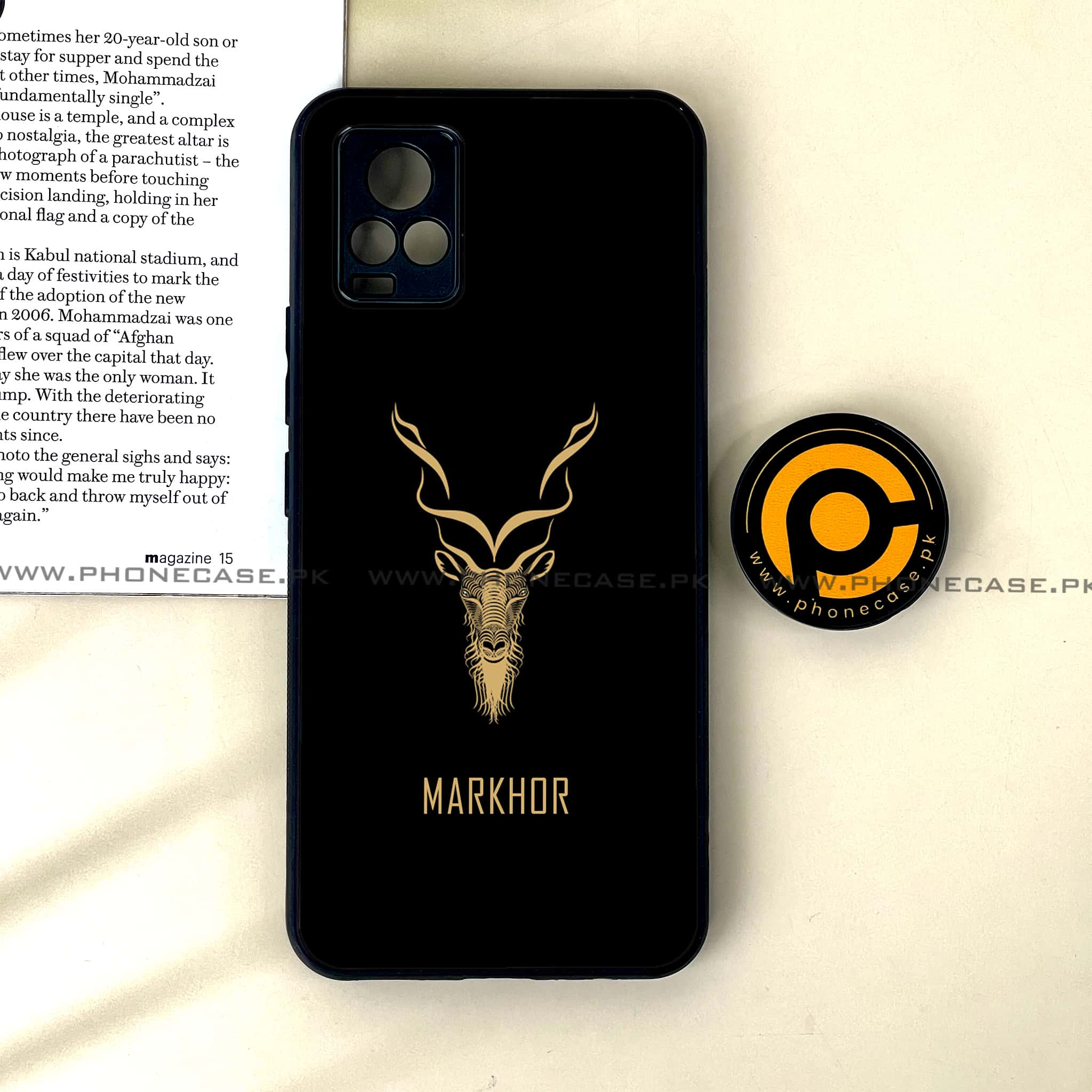 Vivo V20 - Markhor Series - Premium Printed Glass soft Bumper shock Proof Case