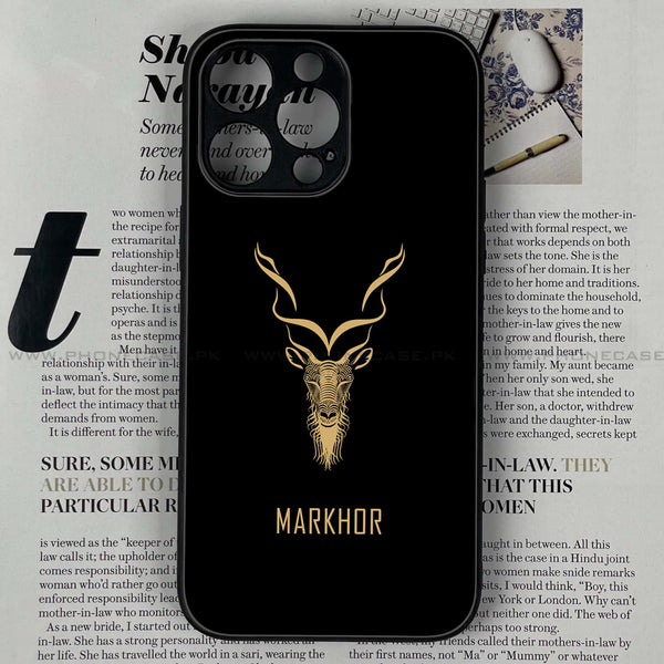 iPhone 14 Pro - Markhor  Design 3 - Premium Printed Glass soft Bumper shock Proof Case CS-16762