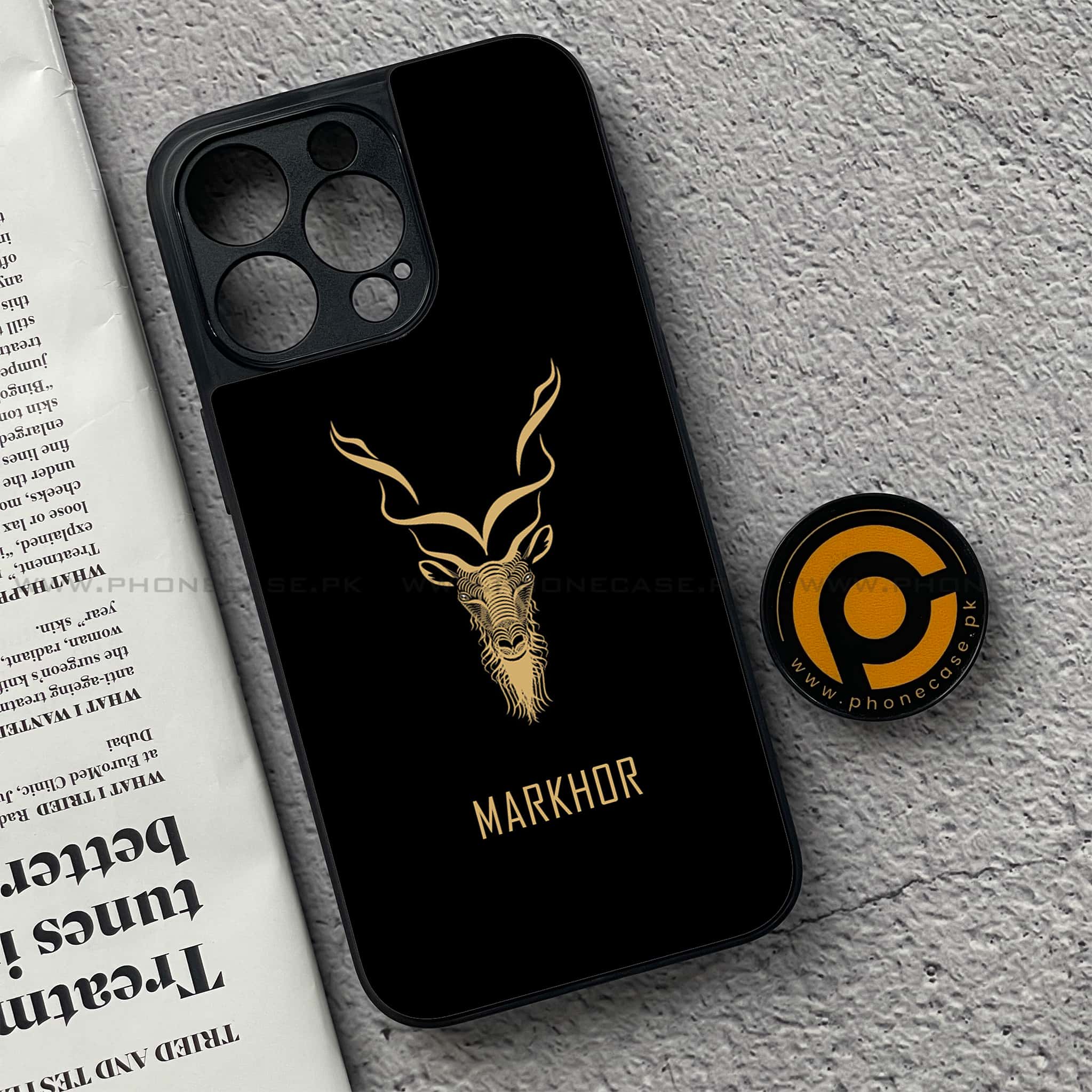 iPhone 15 Pro - Markhor Series - Premium Metal Printed soft Bumper shock Proof Case