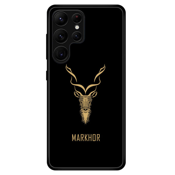 Samsung Galaxy S22 Ultra - Markhor Design 3 - Premium Metal Printed soft Bumper shock Proof Case CS-43185