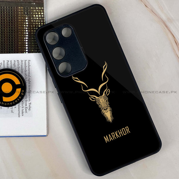 Vivo V30 Lite 4G - Markhor Design 3 -    Premium Metal Printed soft Bumper shock Proof Case