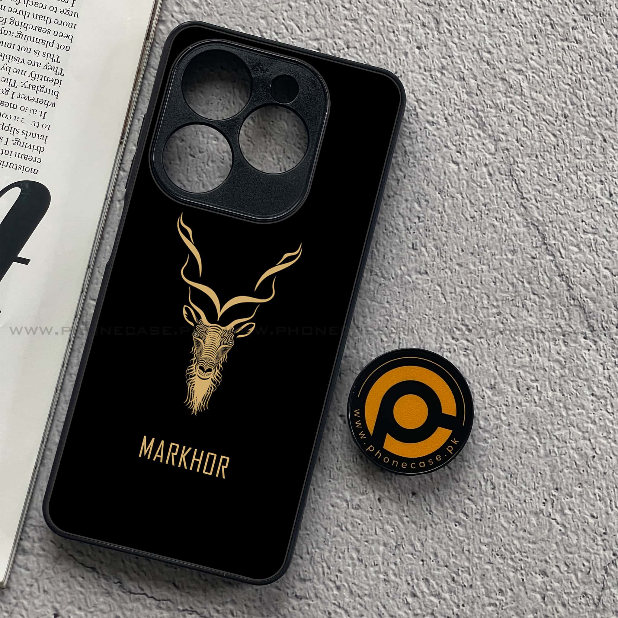 Tecno Spark 20C - Markhor Series - Premium Printed Glass soft Bumper shock Proof Case