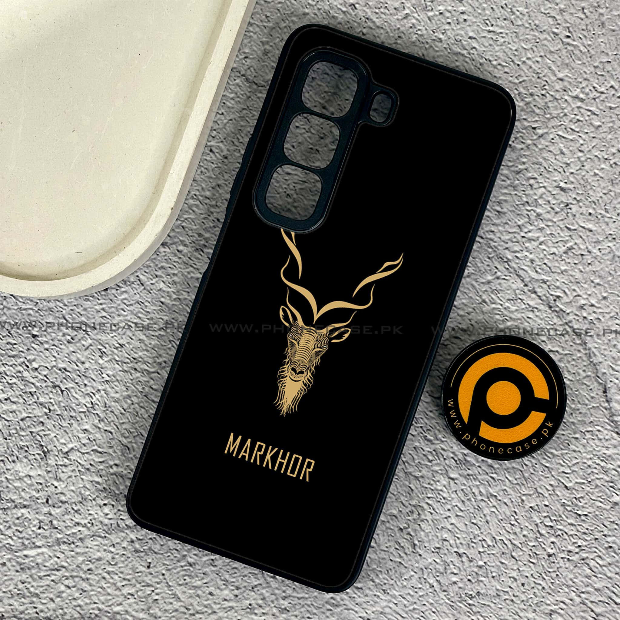 Infinix Hot 50 Pro - Markhor Series - Premium Printed Glass soft Bumper shock Proof Case