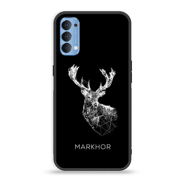 Oppo Reno 4 4G  Markhor Design 4 Premium Printed Glass soft Bumper shock Proof Case CS-14280