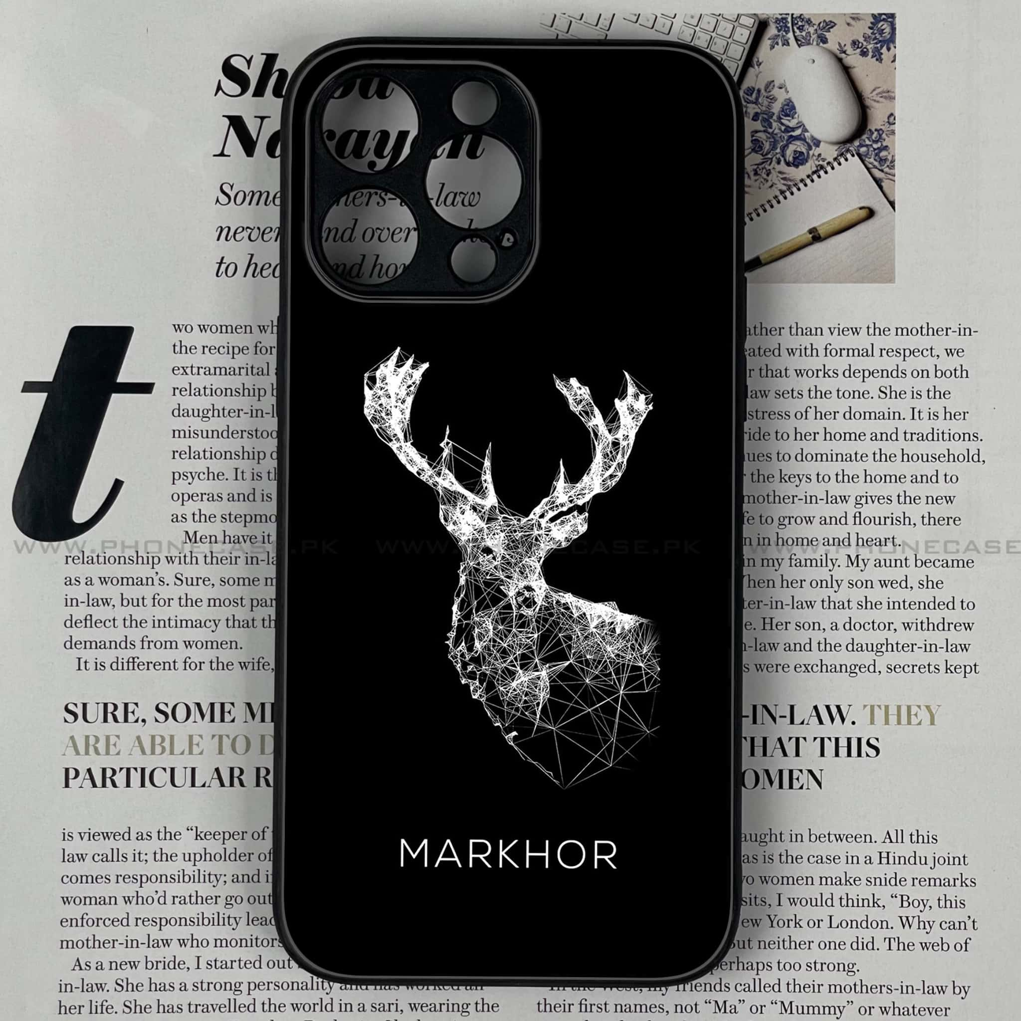 iPhone 15 Pro - Markhor Series - Premium Printed Glass soft Bumper shock Proof Case