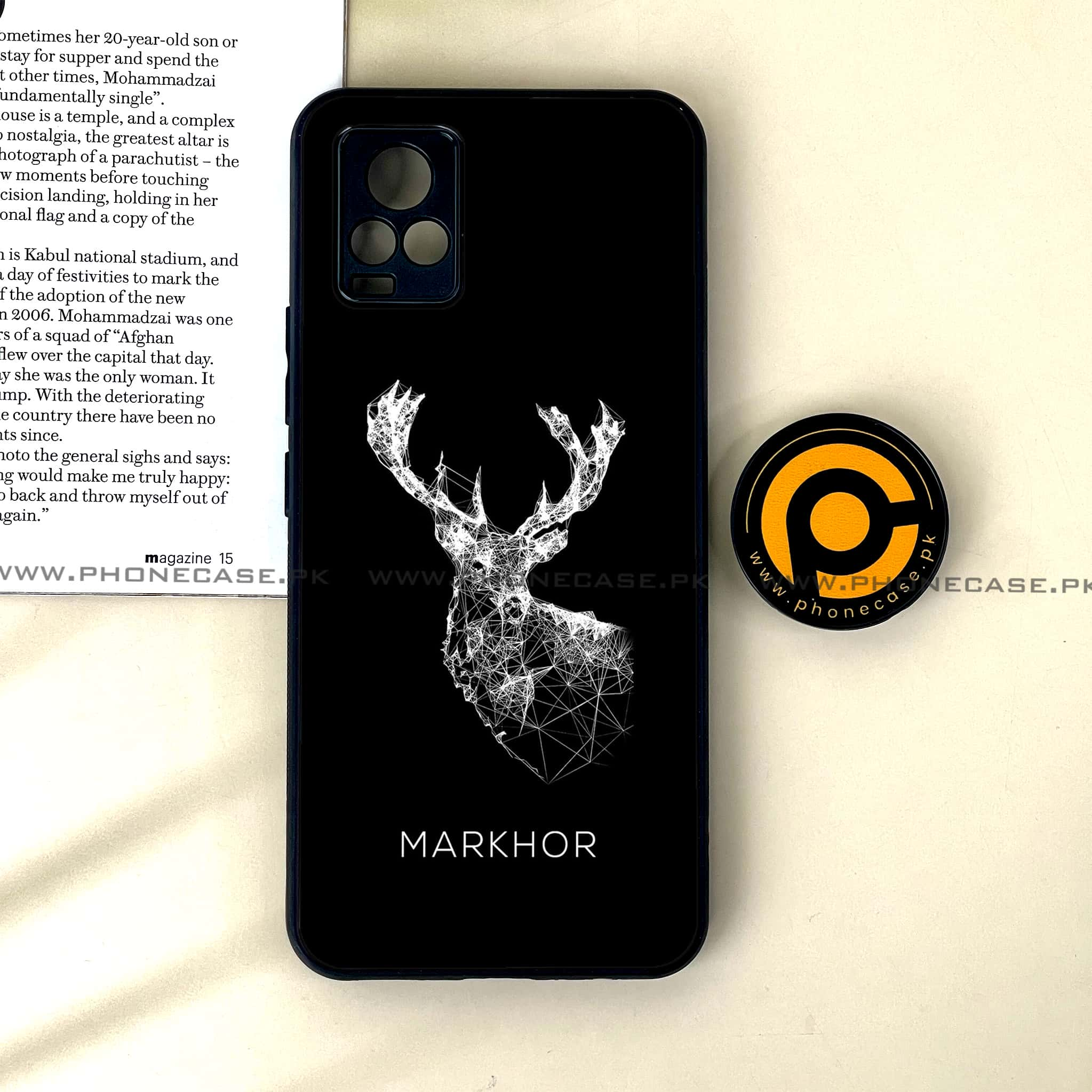 Vivo V20 - Markhor Series - Premium Printed Glass soft Bumper shock Proof Case