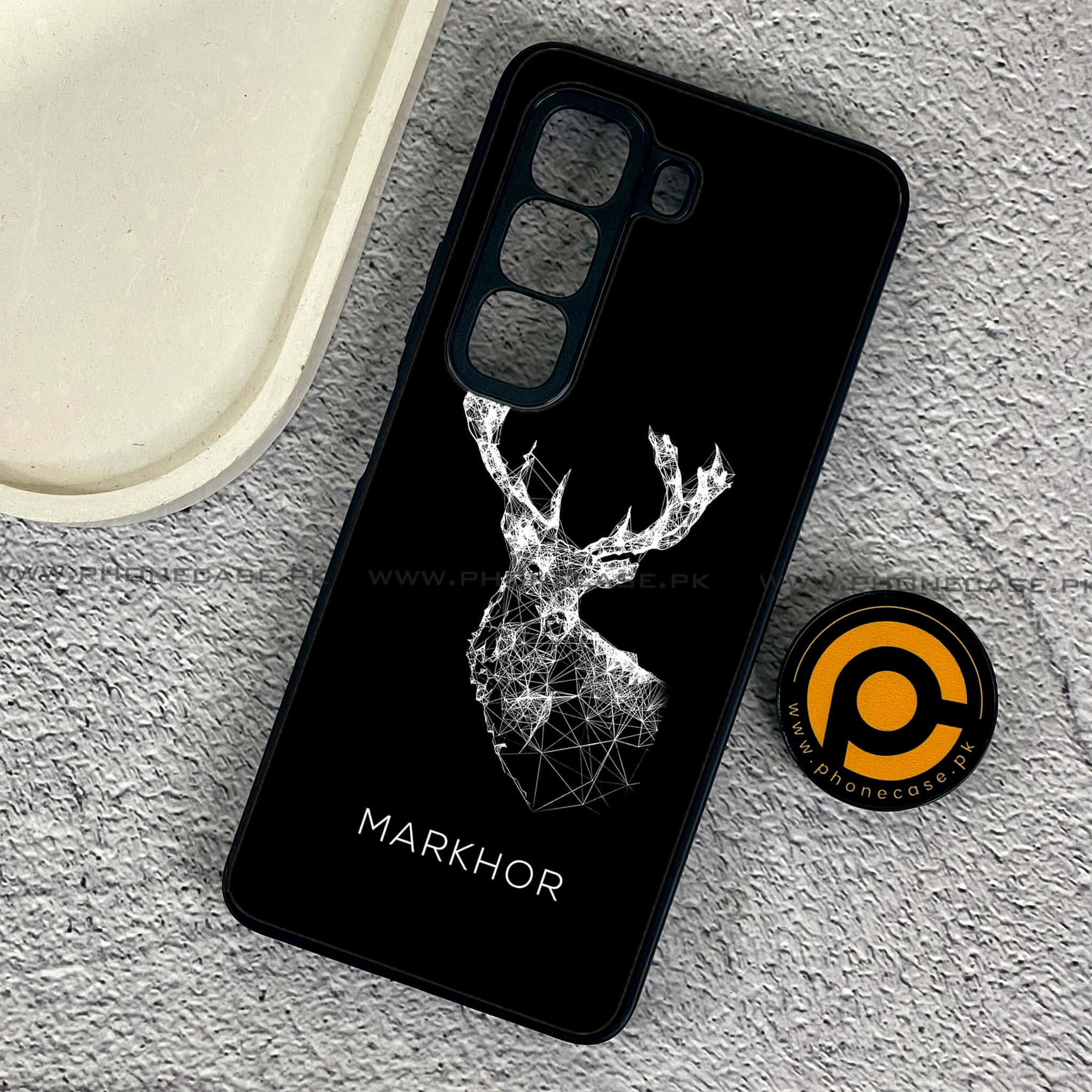 Infinix Hot 50 Pro - Markhor Series - Premium Printed Glass soft Bumper shock Proof Case