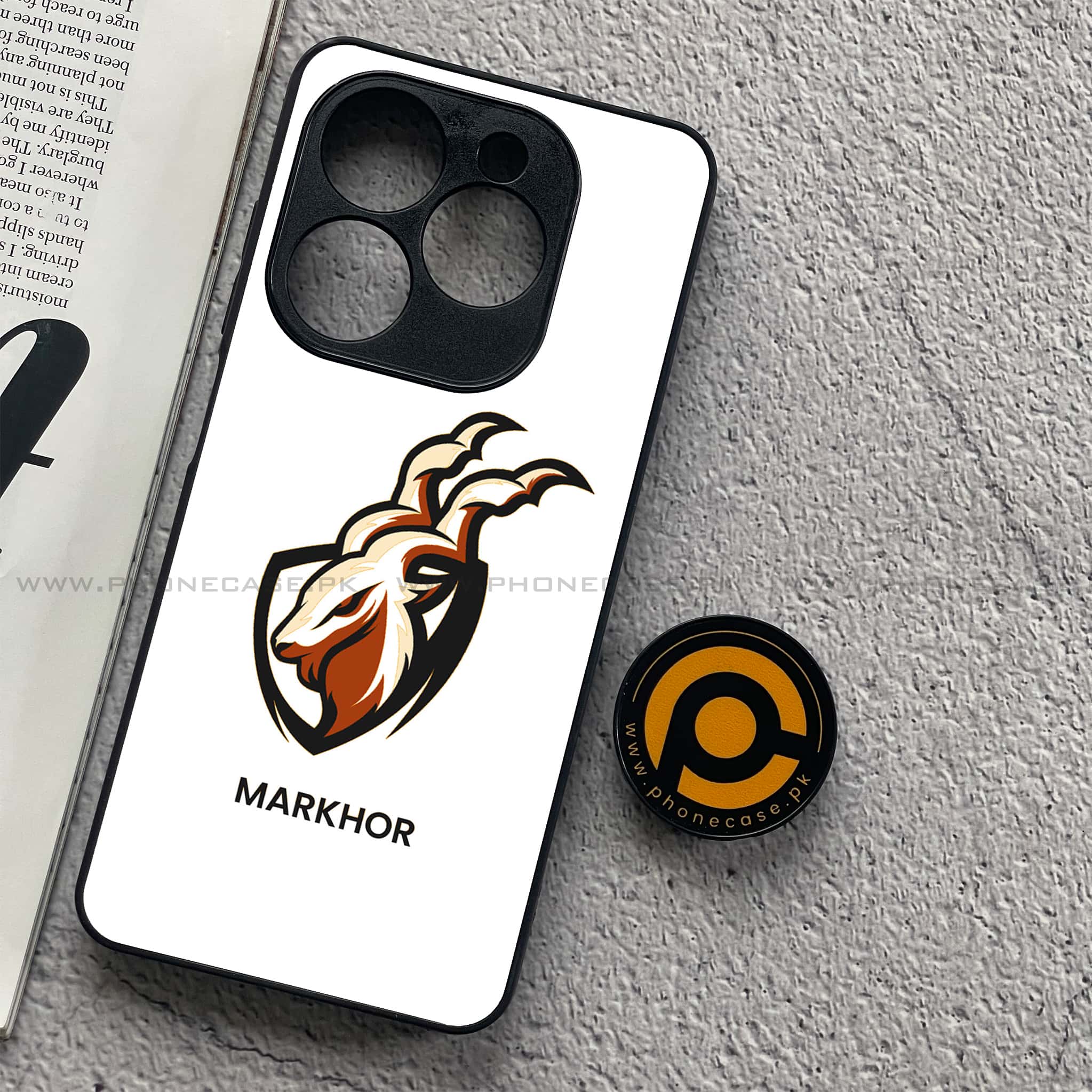 Tecno Spark 20C - Markhor Series - Premium Printed Glass soft Bumper shock Proof Case
