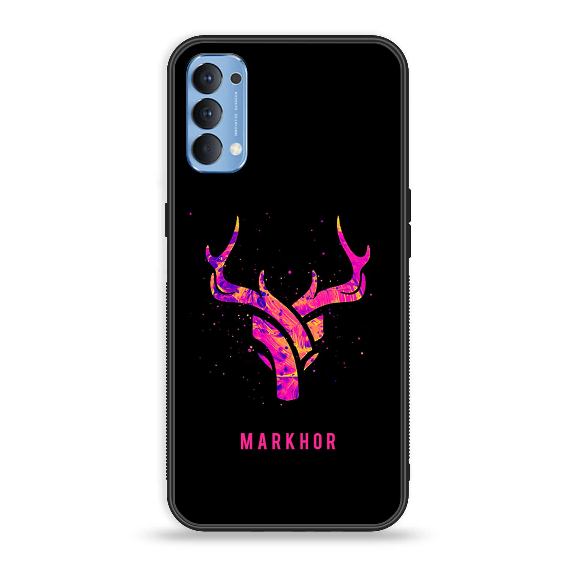 Oppo Reno 4 4G  Markhor Series  Premium Printed Glass soft Bumper shock Proof Case