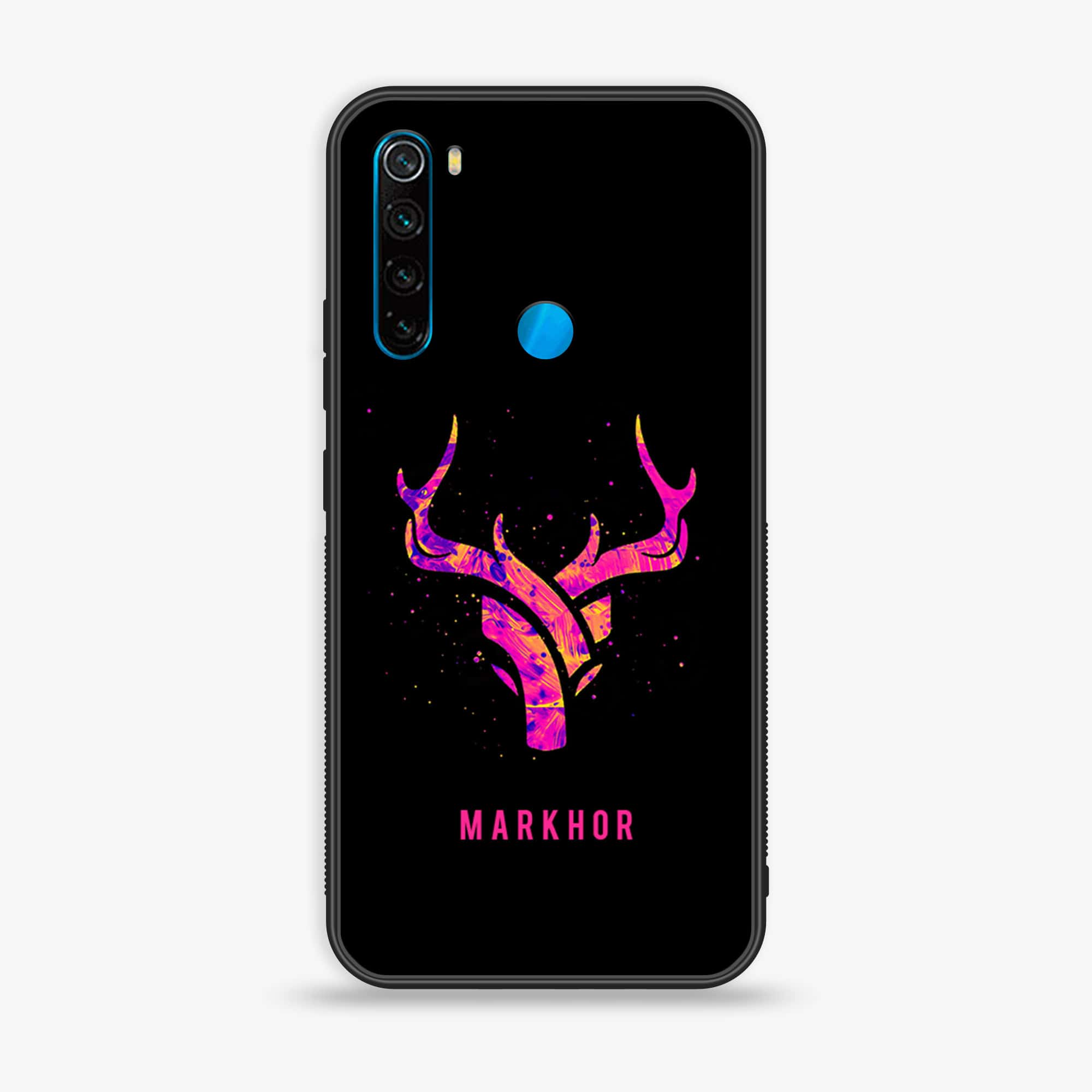 Redmi Note 8 - Markhor Series - Premium Printed Glass soft Bumper shock Proof Case