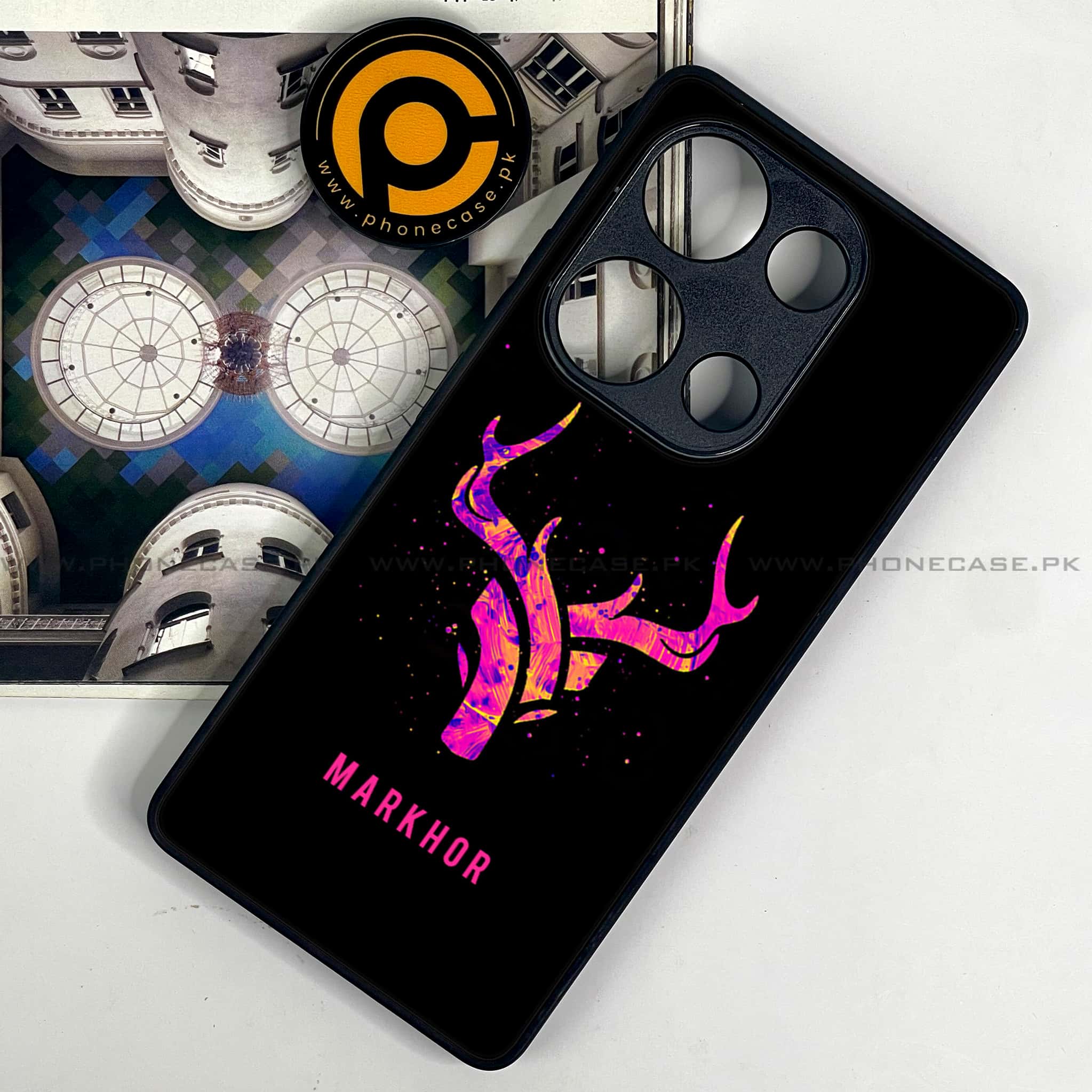 Redmi Note 13 Pro 4G - Markhor Series - Premium Metal Printed soft Bumper shock Proof Case