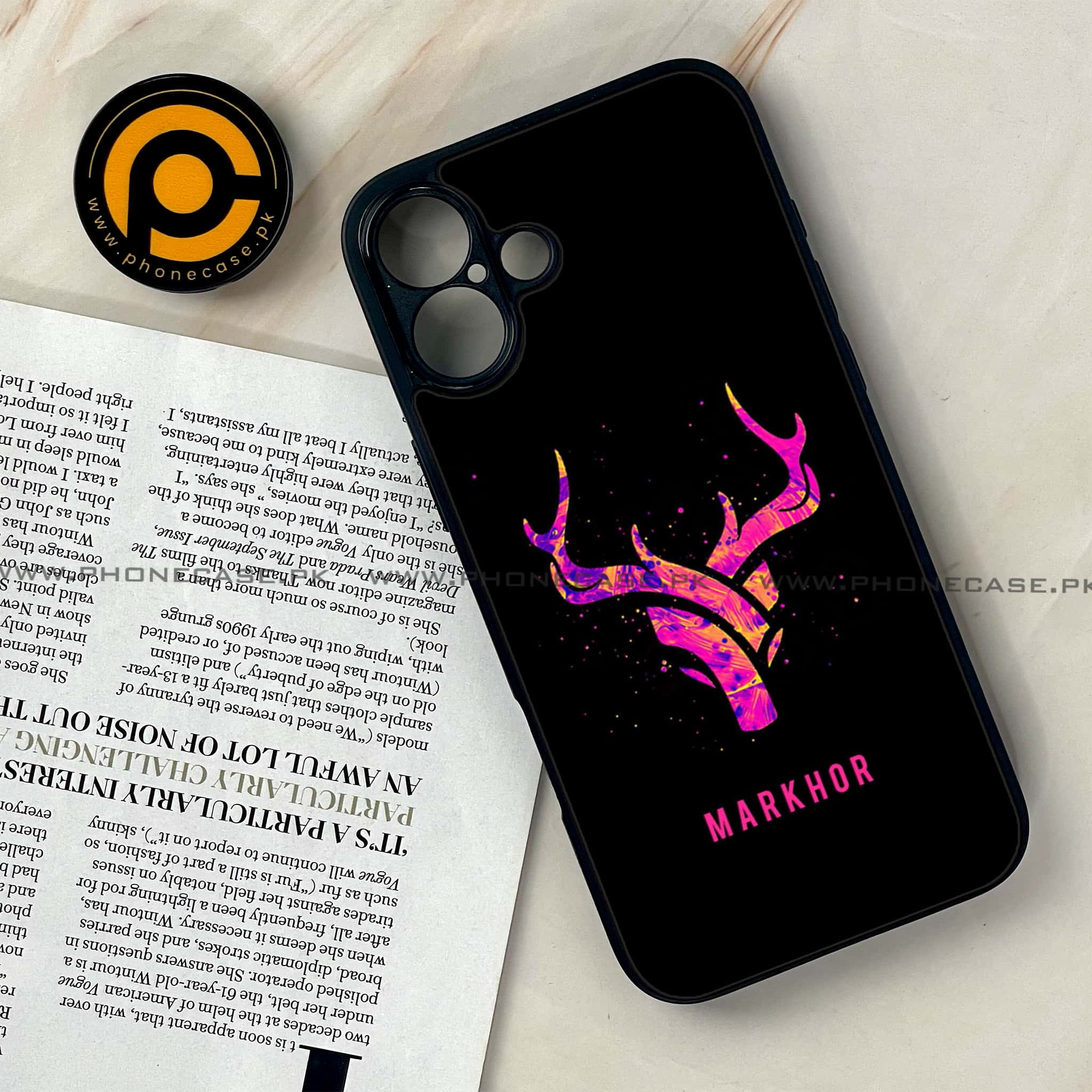 iPhone 16 - Markhor Series - Premium Printed Glass soft Bumper shock Proof Case