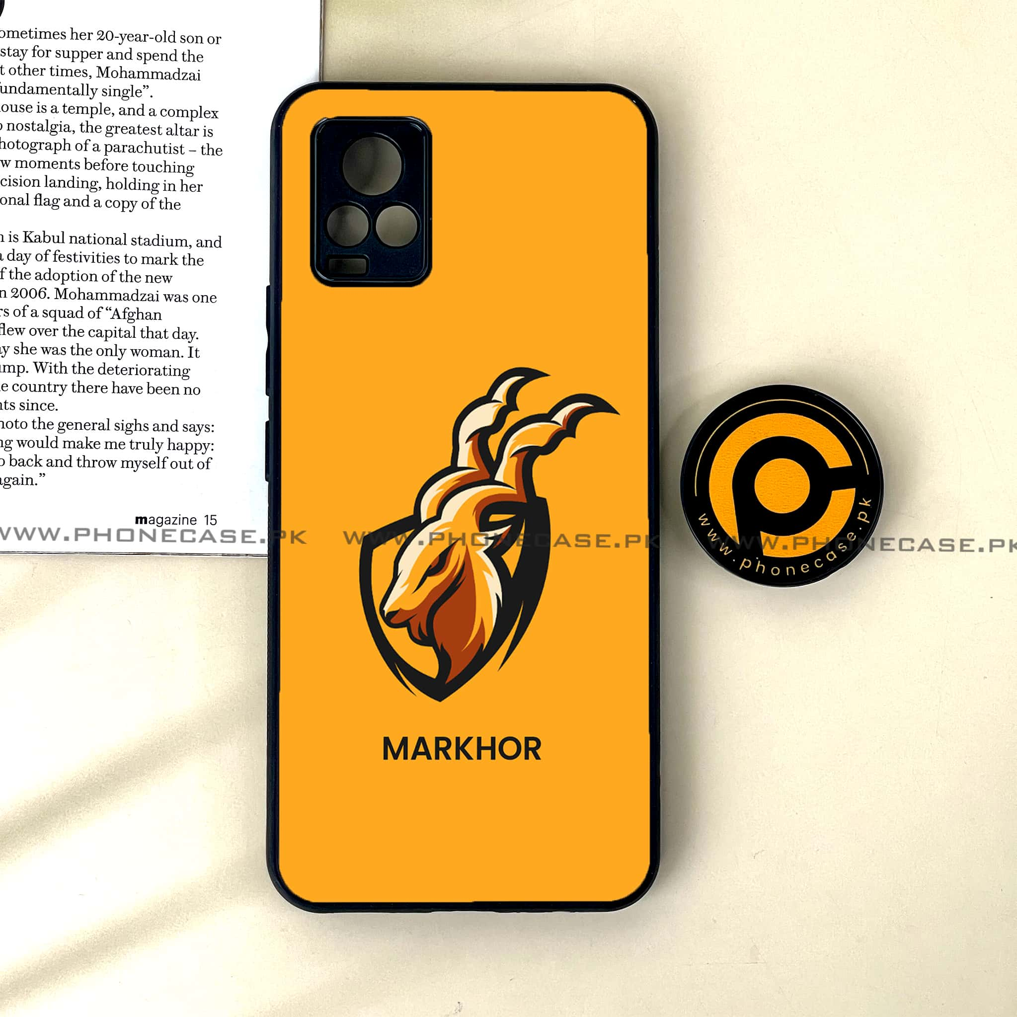 Vivo V20 - Markhor Series - Premium Printed Glass soft Bumper shock Proof Case