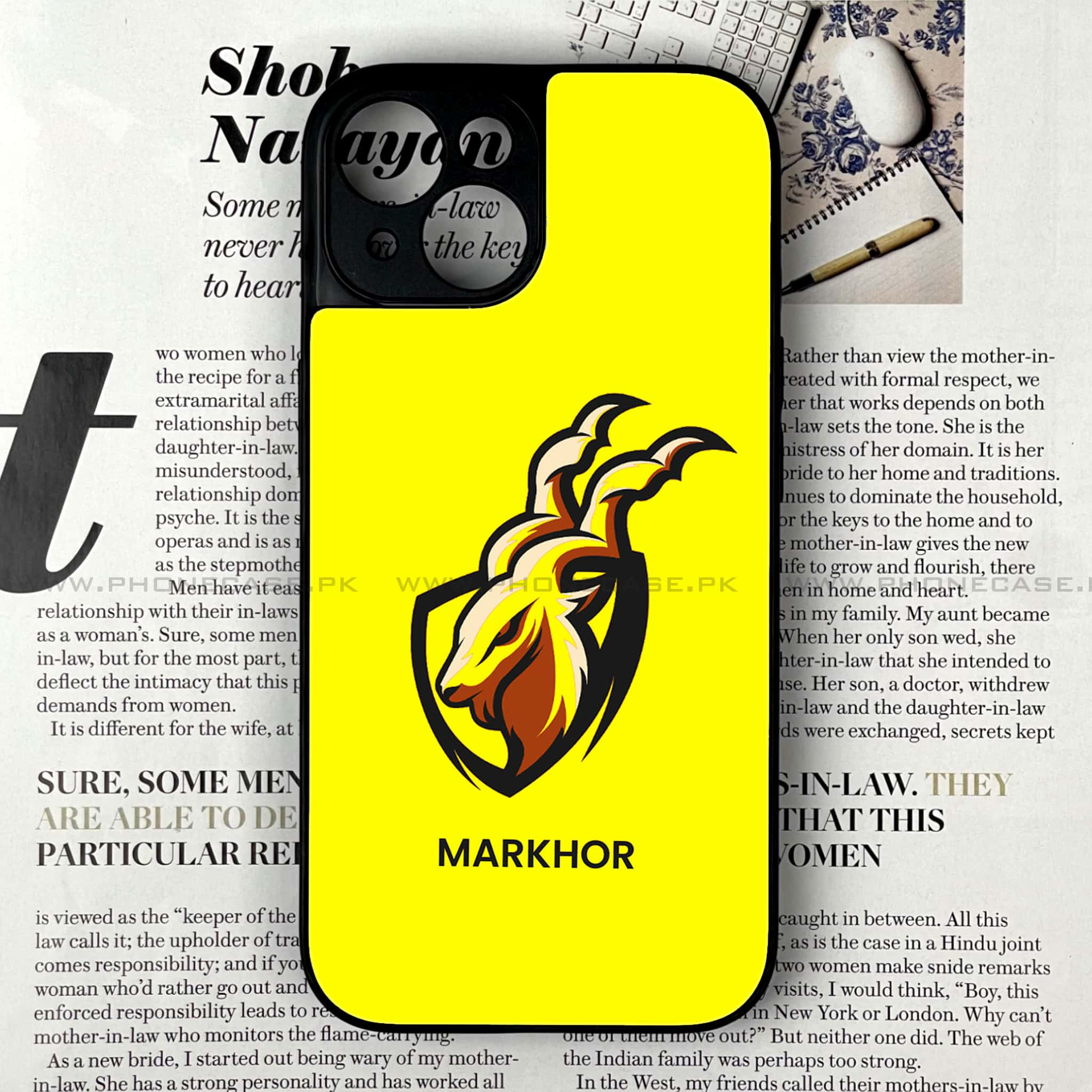 iPhone 14 - Markhor Series - Premium Printed Glass soft Bumper shock Proof Case