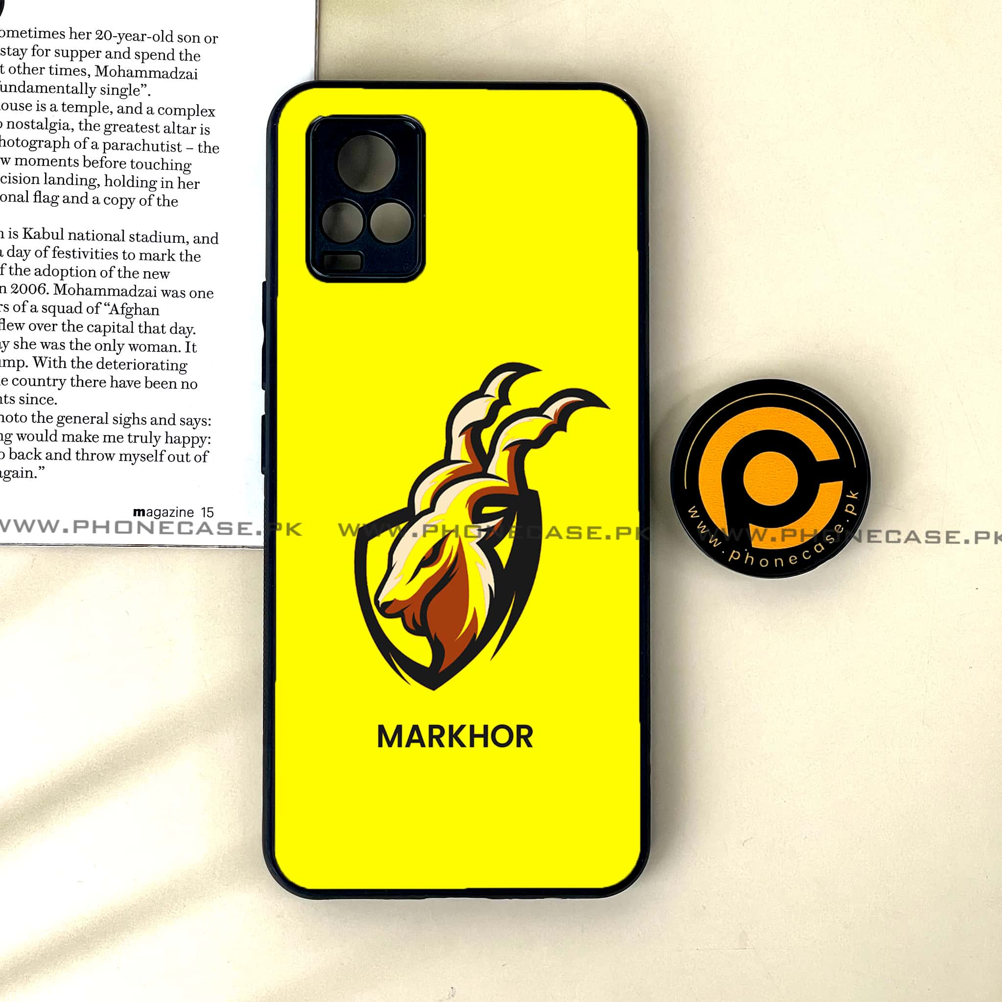 Vivo V20 - Markhor Series - Premium Printed Glass soft Bumper shock Proof Case