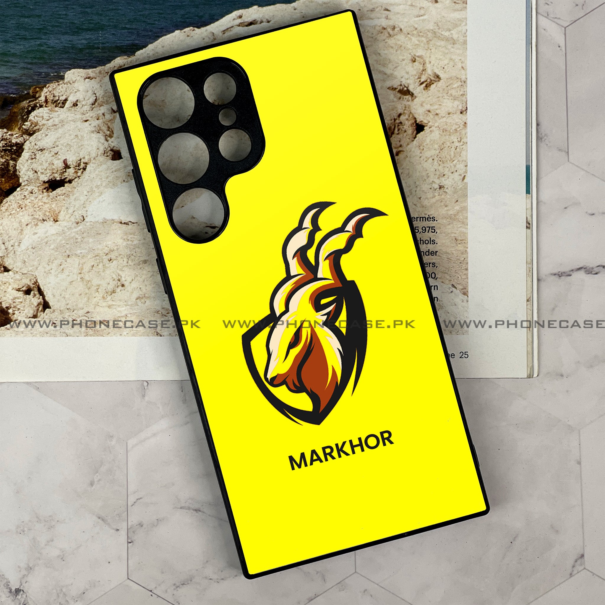 Samsung Galaxy S23 Ultra Markhor Series Premium Printed Glass soft Bumper shock Proof Case