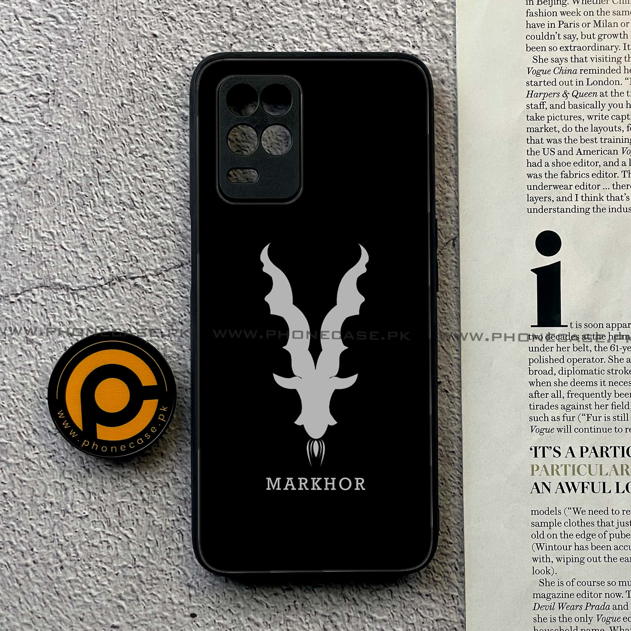 Realme Narzo 30 5G - Markhor  Series - Premium Printed Glass soft Bumper shock Proof Case