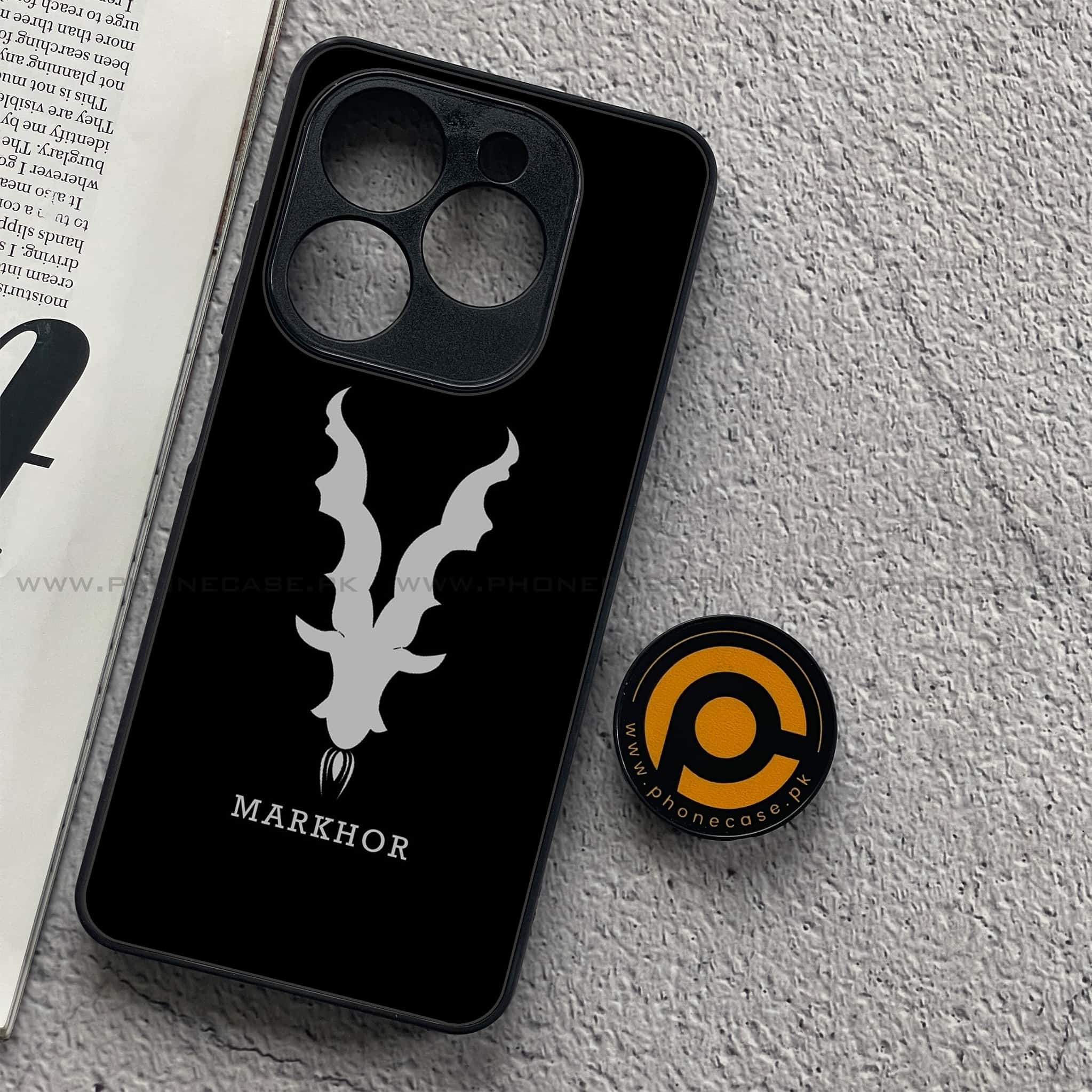 Tecno Spark 20C - Markhor Series - Premium Printed Glass soft Bumper shock Proof Case