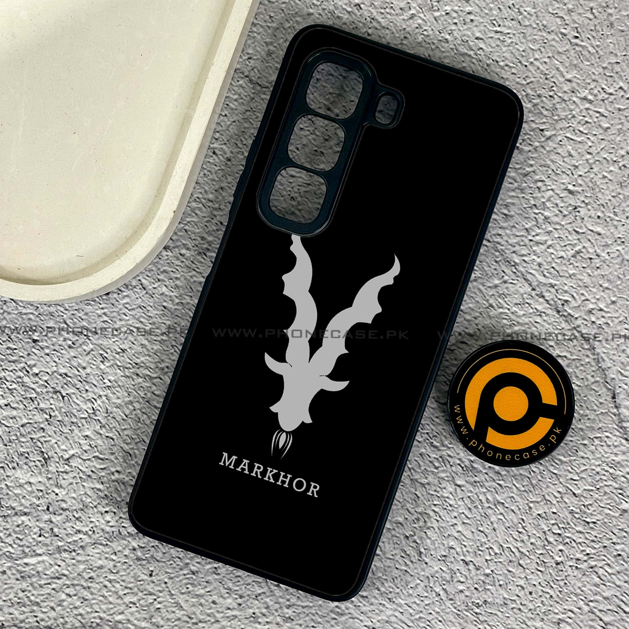 Infinix Hot 50 Pro - Markhor Series - Premium Printed Glass soft Bumper shock Proof Case