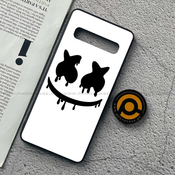 Samsung Galaxy S10 5G - Marshmello Face - Premium Printed Glass soft Bumper Shock Proof Case