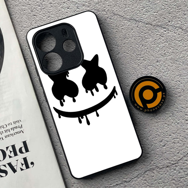 Xiaomi Redmi Note 14 - Marshmello Face - Premium Printed Glass soft Bumper Shock Proof Case