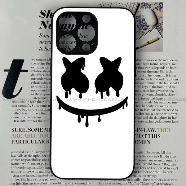 iPhone 14 Pro - Marshmello Face - Premium Printed Glass soft Bumper shock Proof Case CS-21181