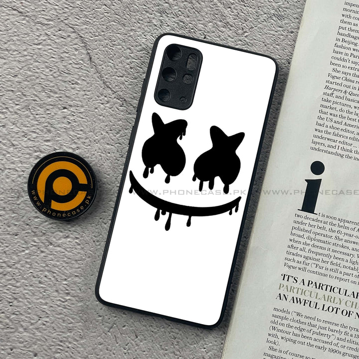 Samsung Galaxy S20 Plus - Marshmello Face - Premium Printed Glass soft Bumper Shock Proof Case