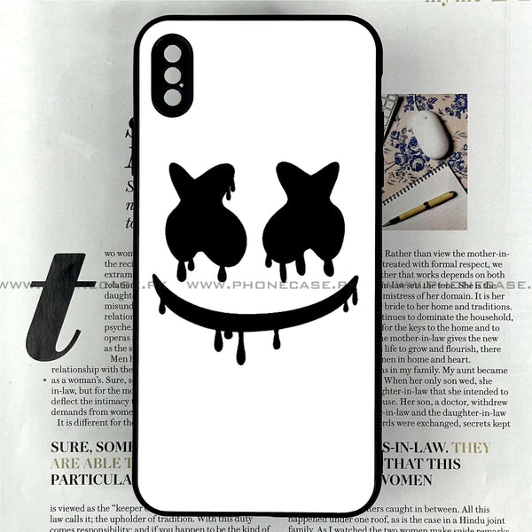 iPhone XS Max - Marshmello Face - Premium Printed Glass soft Bumper shock Proof Case CS-20544