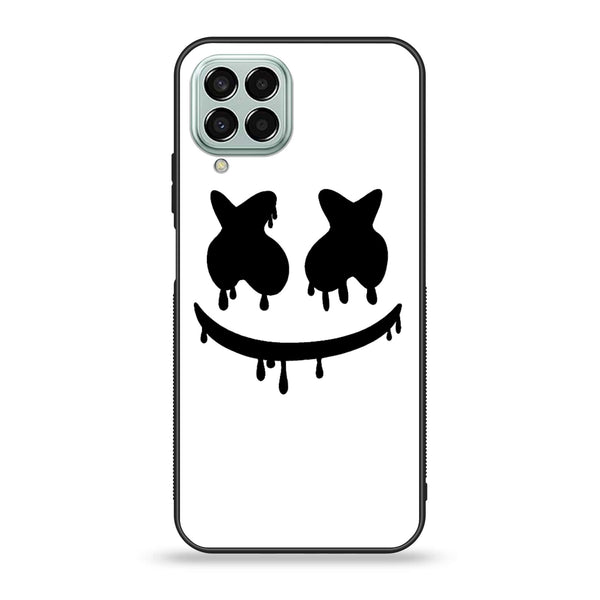 Samsung Galaxy M33 - Marshmello Face - Premium Printed Glass soft Bumper Shock Proof Case