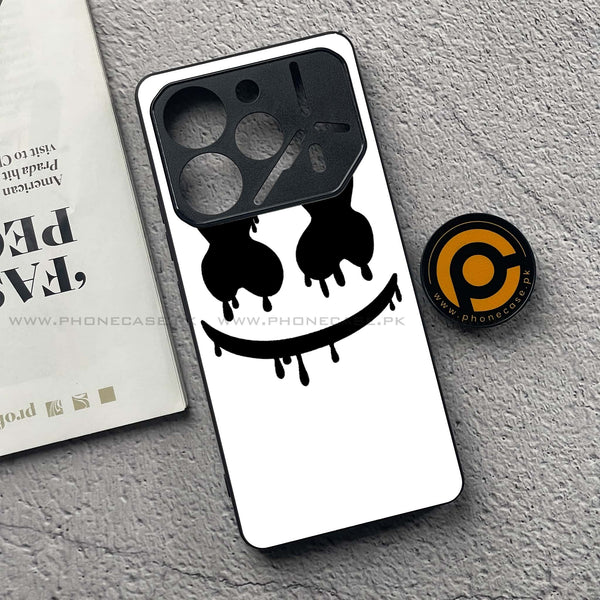 Tecno Pova 6 Pro - Marshmello Face - Premium Printed Glass soft Bumper Shock Proof Case