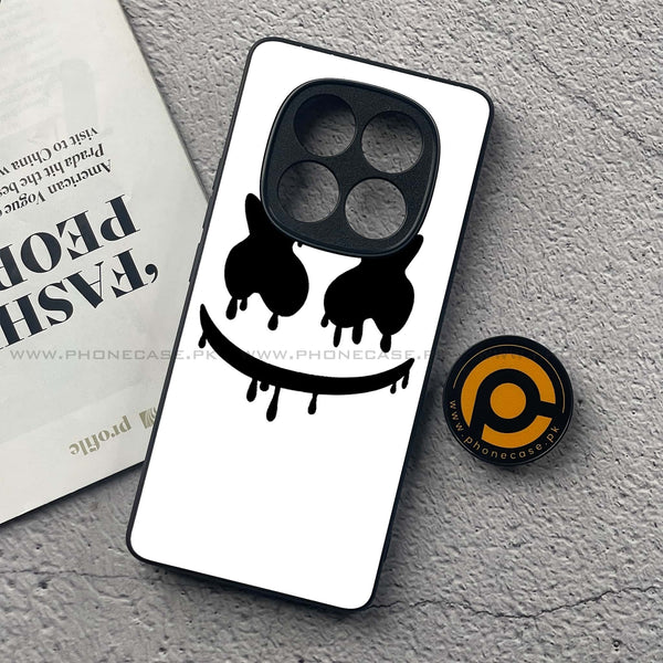 Redmi Note 14 Pro - Marshmello Face - Premium Printed Glass soft Bumper Shock Proof Case