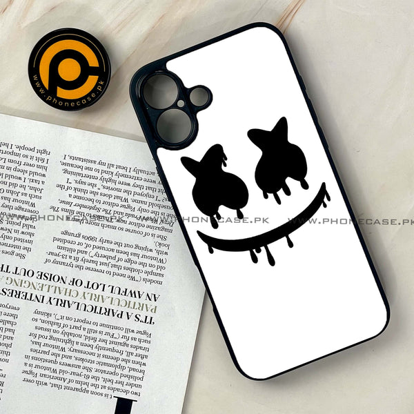 iPhone 16 Plus - Marshmello Face - Premium Printed Glass soft Bumper shock Proof Case