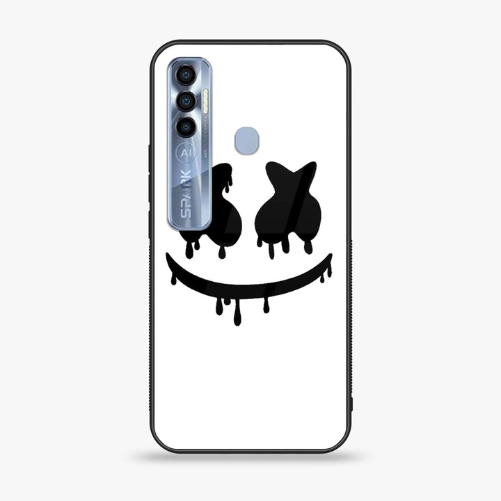 Tecno Spark 7 Pro - Marshmello Face - Premium Printed Glass soft Bumper Shock Proof Case