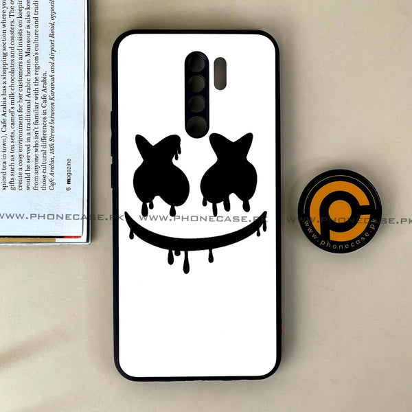 Xiaomi Redmi 9 - Marshmello Face - Premium Printed Glass soft Bumper Shock Proof Case