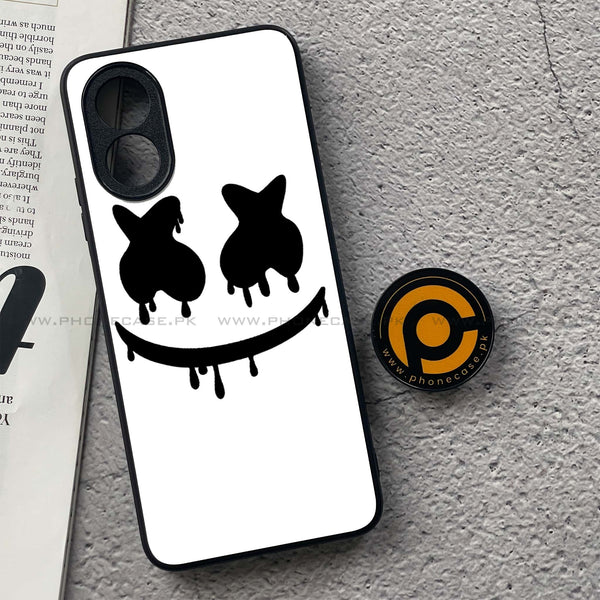 Oppo A18 4G - Marshmello Face -  Premium Printed Metal soft Bumper shock Proof Case