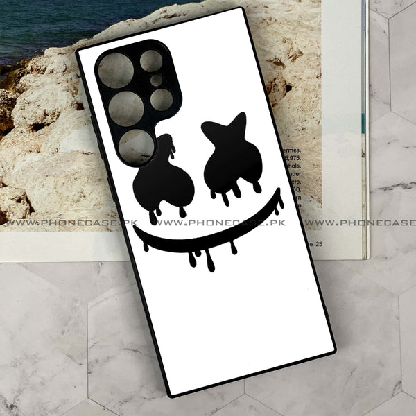 Samsung Galaxy S24 Ultra - Marshmello Face - Premium Printed Glass soft Bumper Shock Proof Case