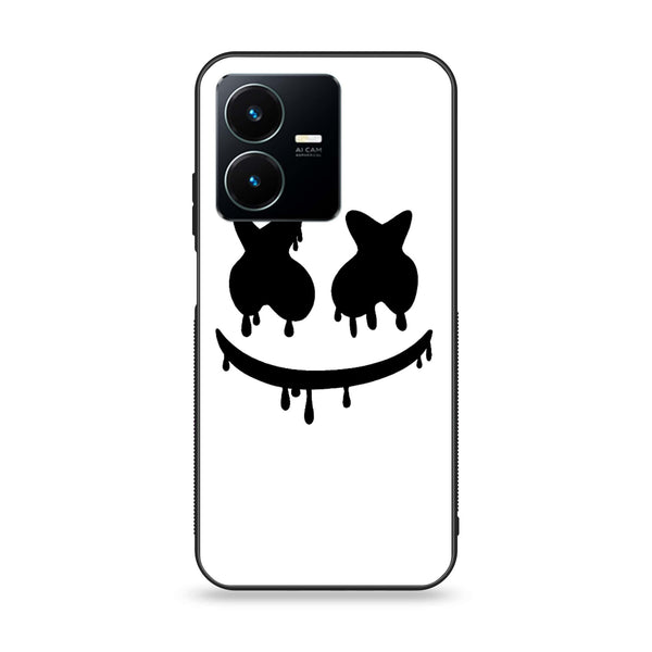 Vivo Y22 - Marshmello Face - Premium Printed Glass soft Bumper Shock Proof Case