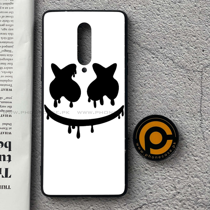 OnePlus 8 - Marshmello Face - Premium Printed Glass soft Bumper Shock Proof Case CS-40063