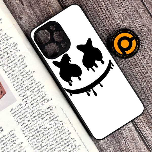 Xiaomi Redmi 12 - Marshmello Face - Premium Printed Glass soft Bumper Shock Proof Case