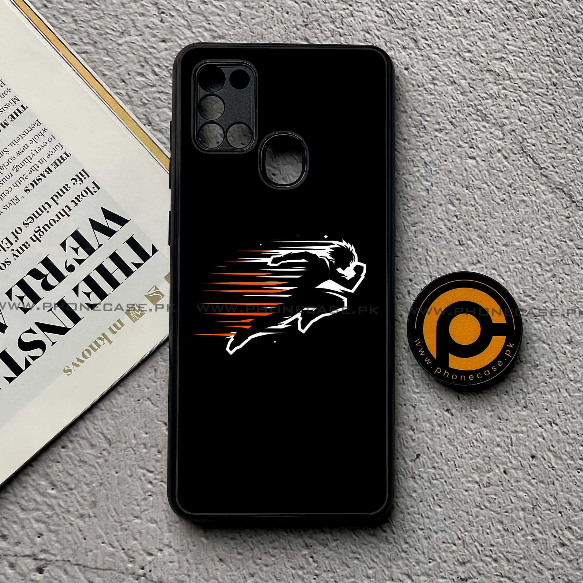 Samsung Galaxy A21s - Minimalistic Design Series - Premium Printed Glass soft Bumper shock Proof Case