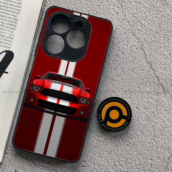 Tecno Spark 20C - Muscle Racing Car - Premium Printed Glass soft Bumper Shock Proof Case