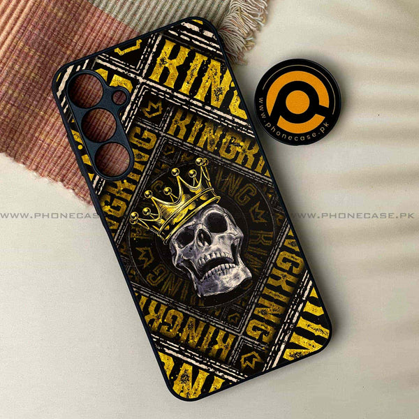 King Skull Golden - Premium Printed Metal soft Bumper shock Proof Case All Models